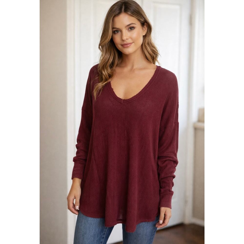 For The Republic XL Knit Burgendy Tunic Lightweight Cotton